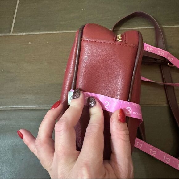 Sole Society Douga Burgundy Red Square Zipper Adjustable Crossbody Handbag - Picture 13 of 16